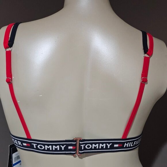 Tommy Hilfiger Double-Strap Triangle Logo Bikini Top - Picture 2 of 7